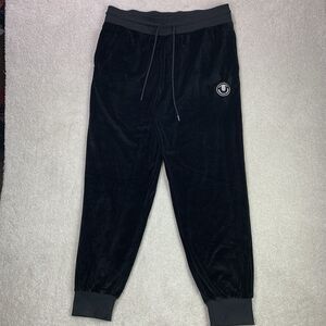 True Religion Black Velour Jogger Pants XL Drawstring Waist